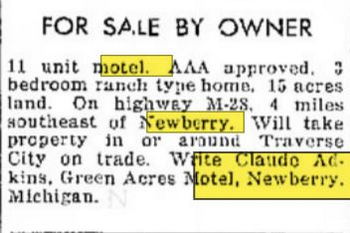 Green Acres Motel - Sep 1962 For Sale (newer photo)